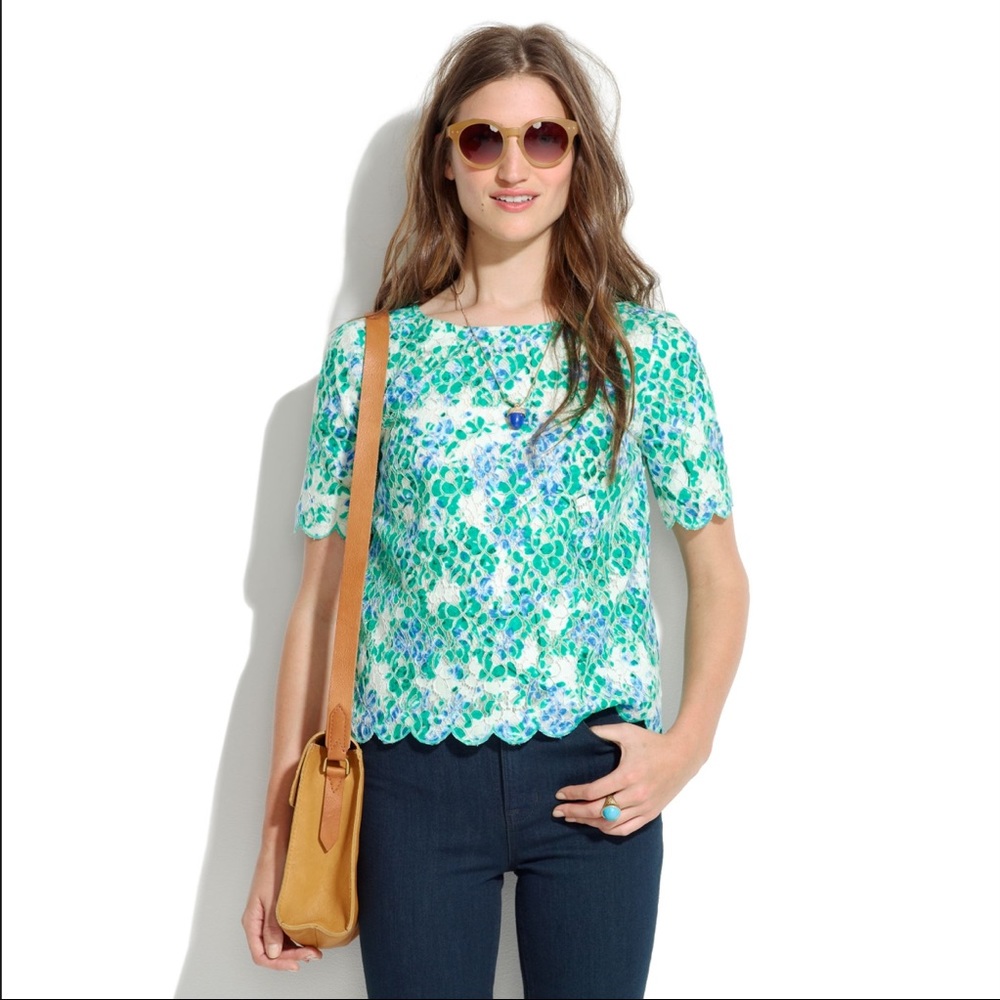 Madewell Painted Lace Floral Top